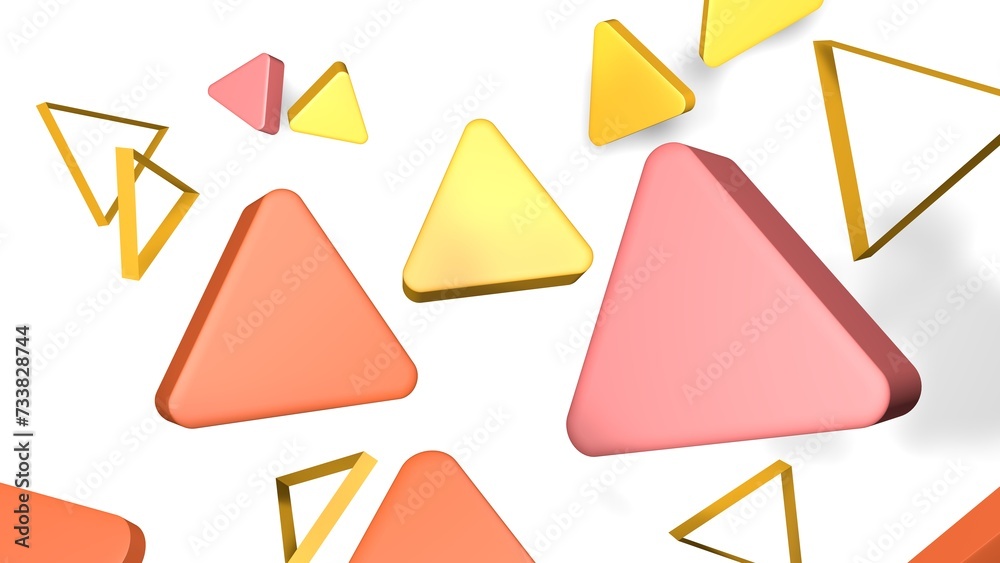 3D background with bright, colorful triangles on a white background 3D background with bright, colorful triangles on a white background