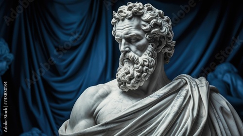 AI generated illustration of a marble statue of the Stoic philosopher Epictetus © Wirestock