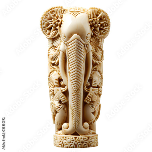 African ivory craft ornament in the shape of an elephant isolated on white