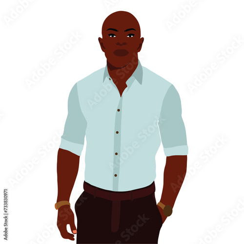 Bold stylish black man in elegant art style vector