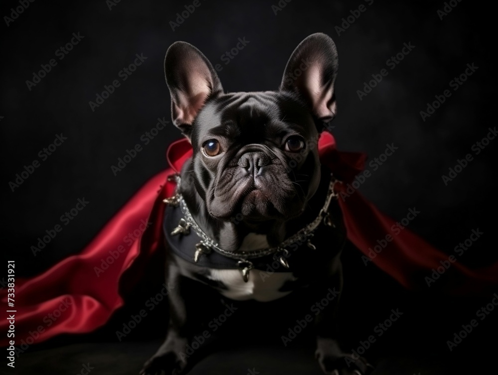 Portrait of cute french bulldog for Halloween - AI generated illustration