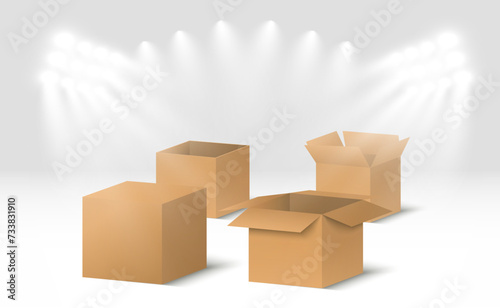 3D cardboard boxes for delivery Isometric paper containers	