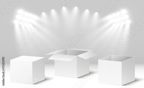 3D cardboard boxes for delivery Isometric paper containers	