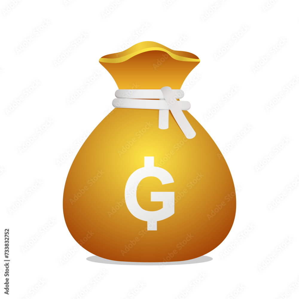 Money bag vector icon. Moneybag with Haitian Gourde symbol. Money bag vector icon. Moneybag with Haitian Gourde symbol.
