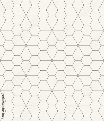 Vector seamless pattern. Modern stylish texture. Repeating geometric tiles. Linear grid with simple hexagonal stars.