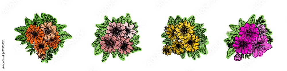 set of flowers. vector flowers set