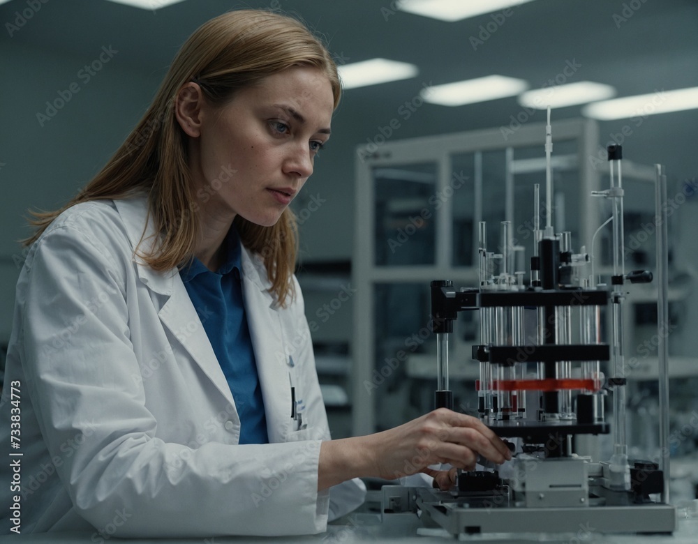 Shot of a young woman using a machine to conduct a medical test in a laboratory Shot of a young woman using a machine to conduct a medical test in a laboratory