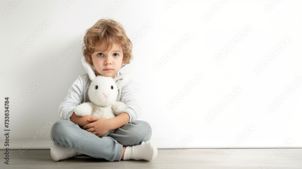 A young orphan sits on the floor, holding onto their beloved stuffed toy. This banner advocates for the adoption of orphans into caring families. A young orphan sits on the floor, holding onto their beloved stuffed toy. This banner advocates for the adoption of orphans into caring families.