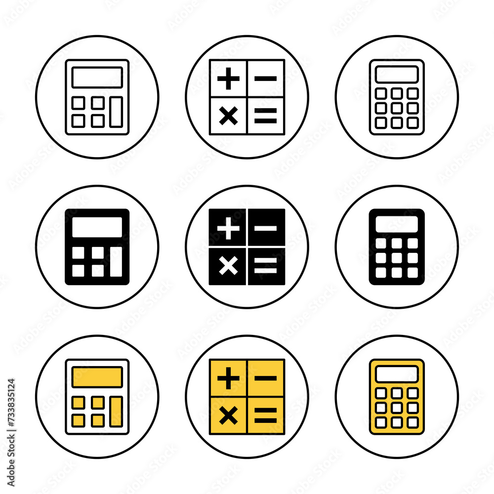 Calculator icon set vector. Accounting calculator sign and symbol. Calculator icon set vector. Accounting calculator sign and symbol.