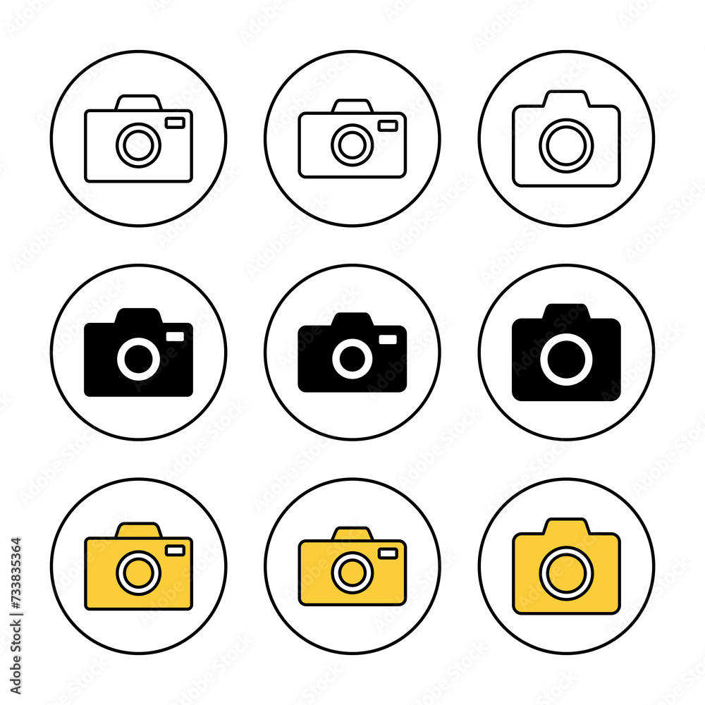 Camera icon set vector. photo camera sign and symbol. photography icon.