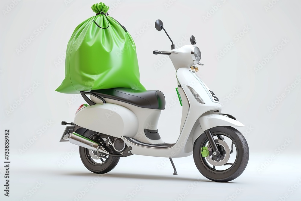 scooter on white with bag