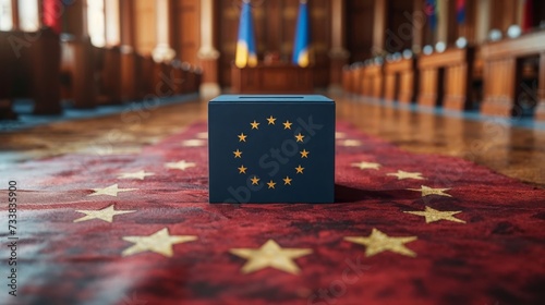 European Union election voting box closeup photo