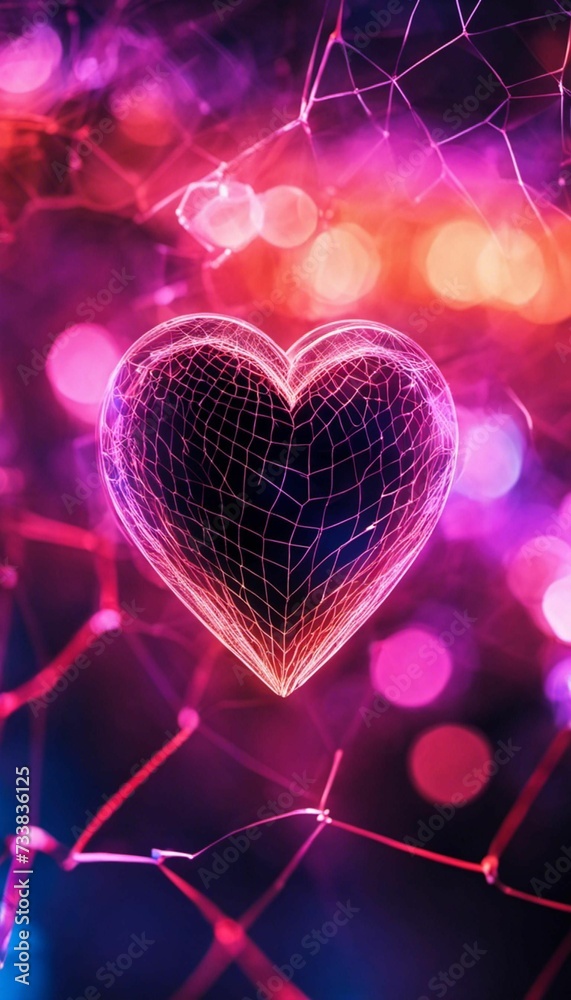 AI generated illustration of a bright glowing heart against a vibrant background AI generated illustration of a bright glowing heart against a vibrant background