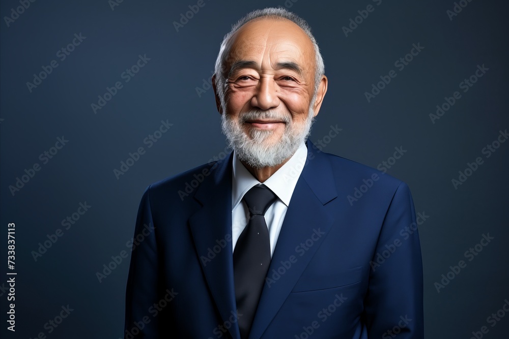 Portrait of a senior asian man in suit and tie.