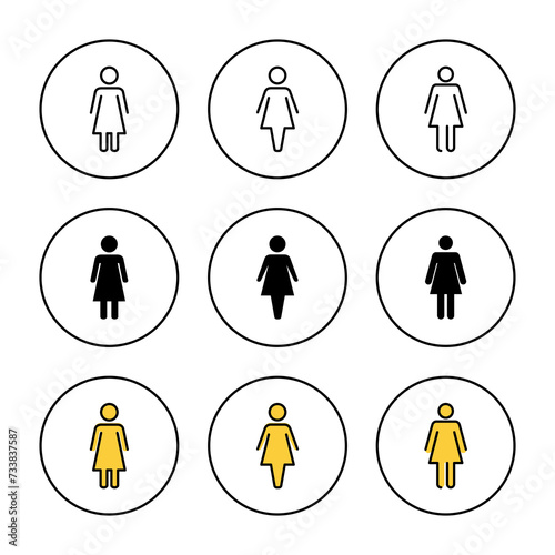 Female icon set vector. woman sign and symbol