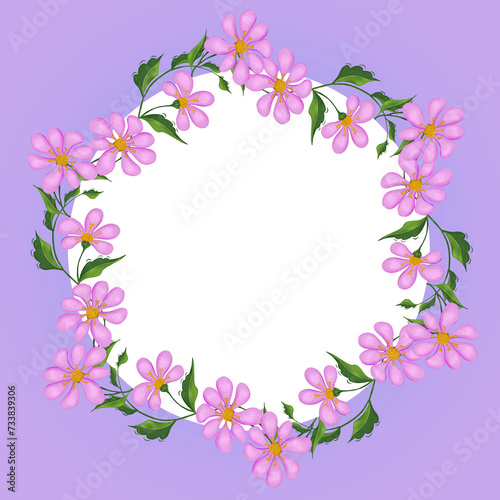 Floral round frame. Wreath of flowers.