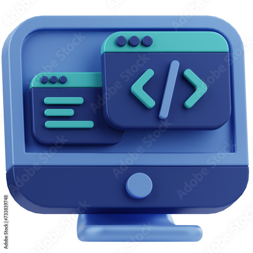 Code Editor Programing Language 3D Illustration