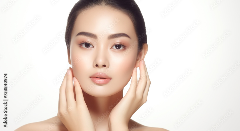 Healthy skin asian woman natural make up beauty face closeup.
Healthy skin asian woman natural make up beauty face closeup.