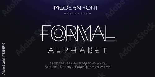 Double line monogram alphabet and tech fonts. Lines font regular uppercase and lowercase. Vector illustration.