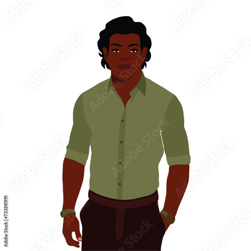 Modern fashionable black man in elegant art style vector