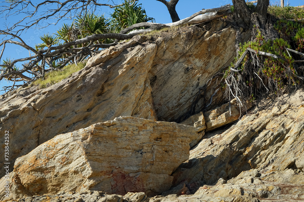 Rock formations near the beach at Point Lookout, Stradbroke Island (Minjeribah), Queensland, Australia