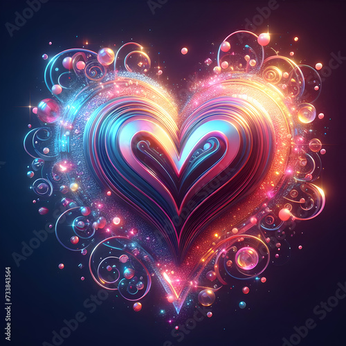 Heart shape design with 3d render and beautiful effect