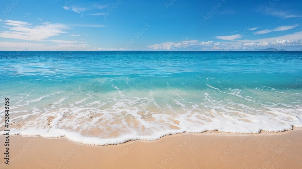 AI generated illustration of golden sands meeting turquoise waves in a secluded beach paradise
