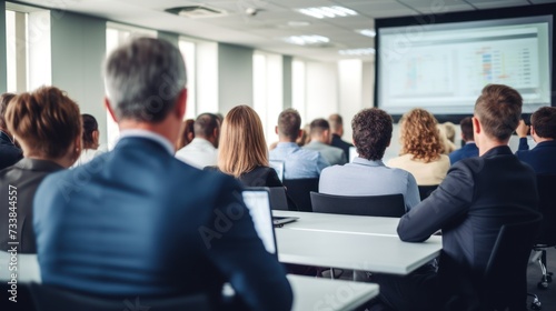 
Corporate meeting of IT industry employees who talk about new projects and the direction of company development