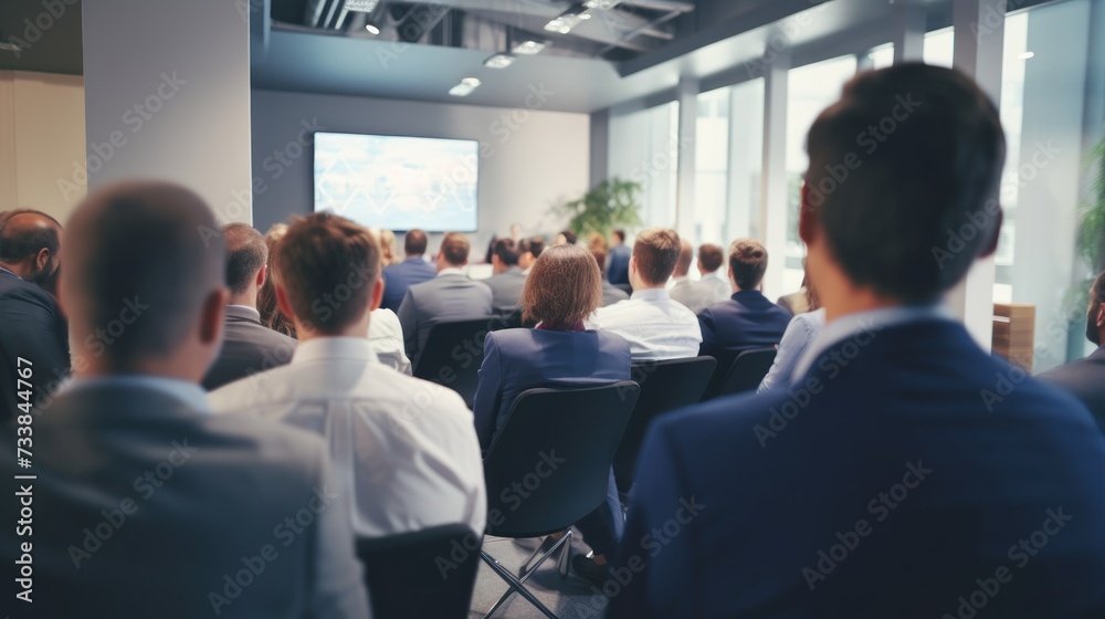 
Corporate meeting of IT industry employees who talk about new projects and the direction of company development