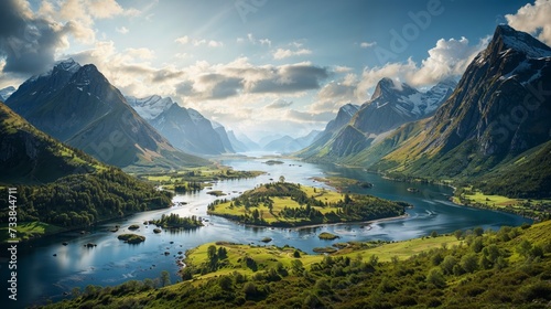 AI generated illustration of the breathtaking Fjords of Norway photo