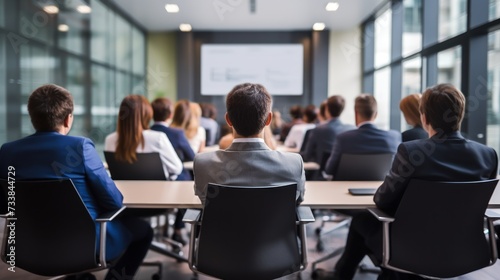 
Corporate meeting of IT industry employees who talk about new projects and the direction of company development