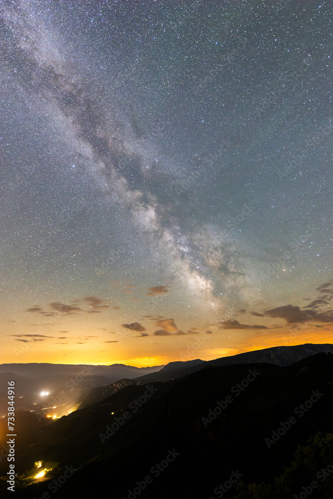 Summer milky way in Serra Del Cadi in Pyrenees, Spain