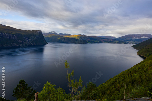 Autumn landscape in Bergen to Alesund road, south Norway. Europe