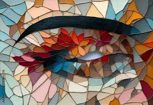 AI generated illustration of a colorful mosaic eye