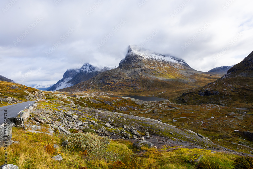 Autumn landscape in Trollstigen road in south Norway in Europe