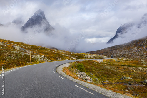 Autumn landscape in Trollstigen road in south Norway in Europe