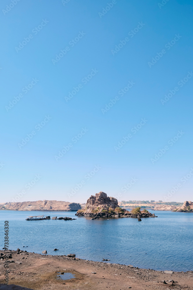The beautiful landscapes the nile of Aswan, Egypt.