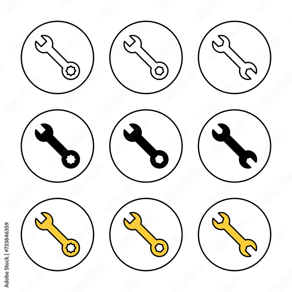 Wrench icon set vector. repair icon. tools sign and symbol