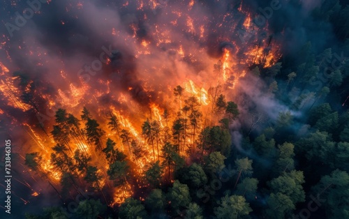 Burning forest, earth on fire 