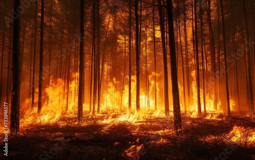 Burning forest, earth on fire 