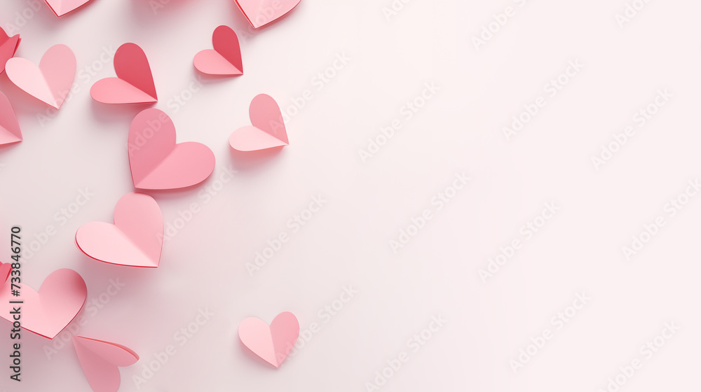 Pink hearts valentines day love background.