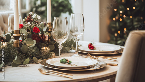Holiday dinner at home, table decor