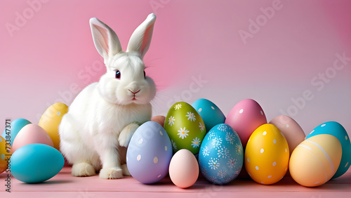 easter bunny and easter eggs Easter background Easter card AI generated © Kim