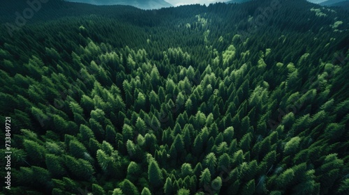 Aerial photography forest. Summer warm sun light forest aerial view.