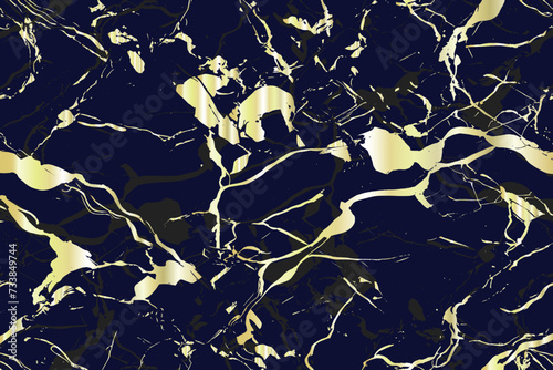 Abstract dark blue background with golden foil. Artificial stone texture  fake agate  trendy marbled wallpaper  digital marbling illustration high Resolution. 