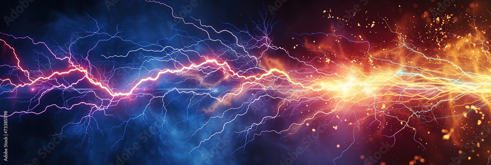 Sparks and intense light erupt as electrical current leaps across a gap, creating powerful voltaic arc. Sparks and intense light erupt as electrical current leaps across a gap, creating powerful voltaic arc.
