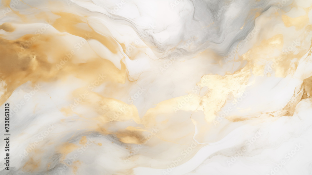 Marmurowa złota ściana - abstrakcyjny obraz farbą atramentem alkoholowym. Tło pod baner - obrazy, fototapety, plakaty 
