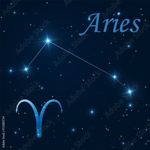 Fotografie Aries constellation with stars, aries zodiac sign on starry sky