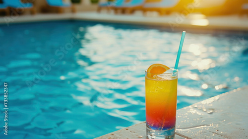 Colorful Drink Next to Swimming Pool