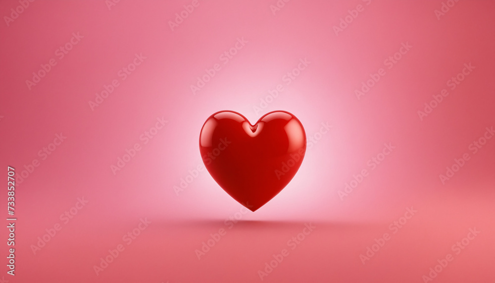 a red heart on a pink background